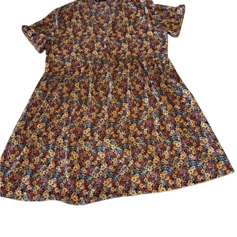 PrettyGarden Women Floral Babydoll Mini Dress‎ V-Neck Short Sleeve Multicolor XL